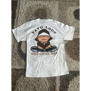 Vintage Chicano Vato Loco Que Onda Ese White T-Shirt Graphic Men’s Medium Cholo